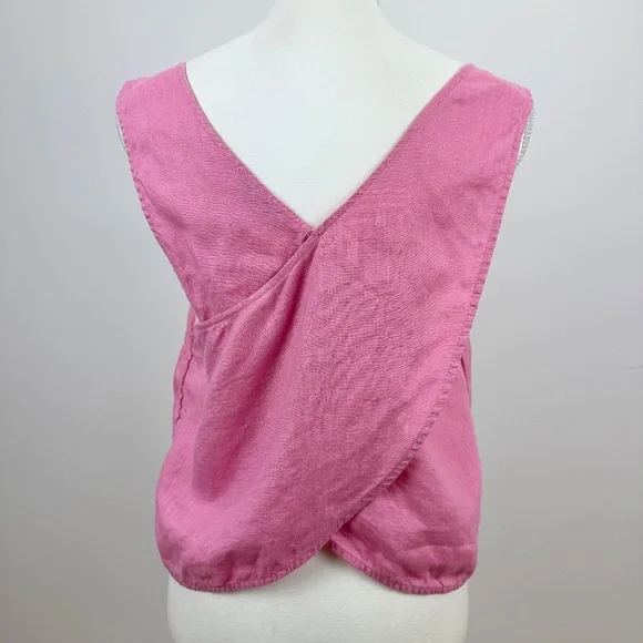 SOLD* Madewell Irene 100% Linen Cross Back Sleeveless Crop Top Pink - Picture 5 of 9